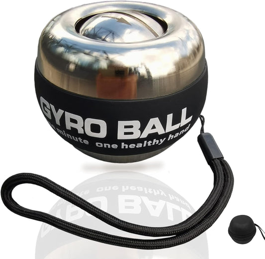 All-Metal Power Gyro Ball,Weighted Auto-Start Hand Wrist Forearm Trainer and Strengthener for Exercise Joint and Muscle with Ball Bag